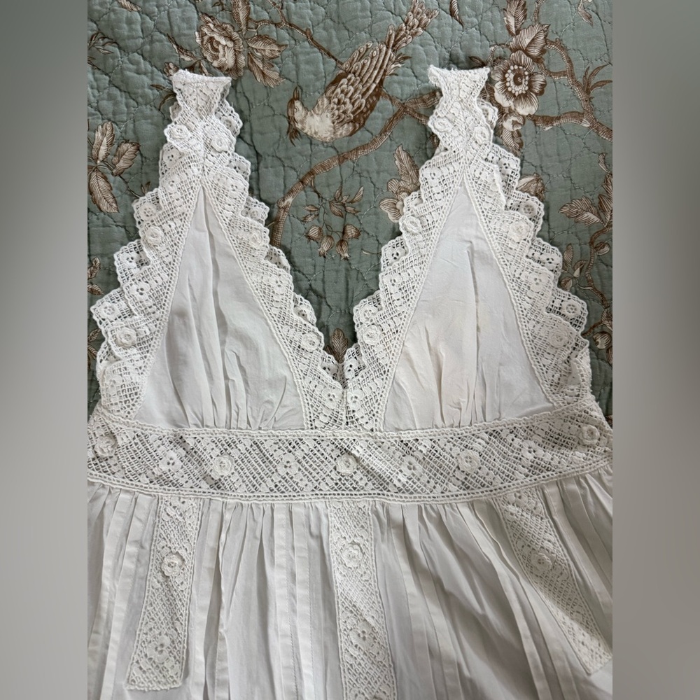 Doen Ivory Lace-Trim Cotton Slip Chemise - Picture 6 of 11
